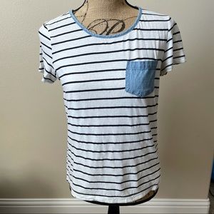 Striped Tee with pocket detail